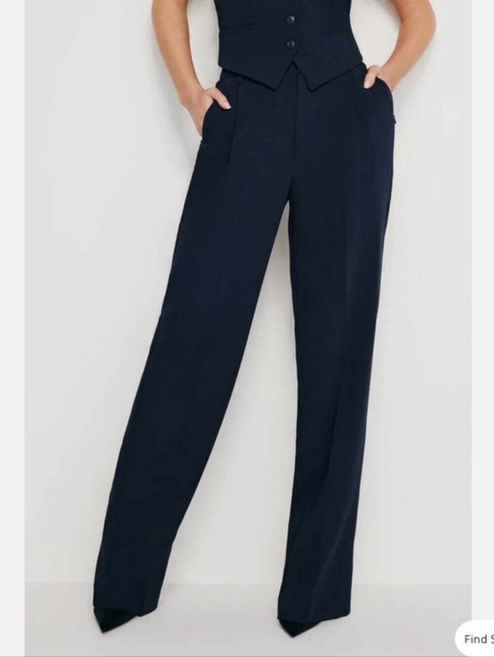NWT Good American Luxe Suiting Column Trouser Navy